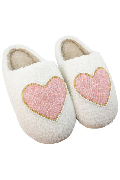 Slippers - Beaded Heart