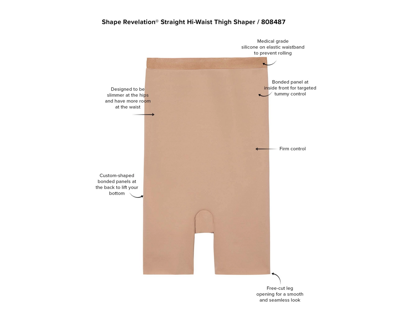 Shape Revelation® Straight Hi-Waist Thigh Shaper - Praline