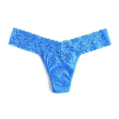 Signature Lace Low Rise Thong - Laguna Blue