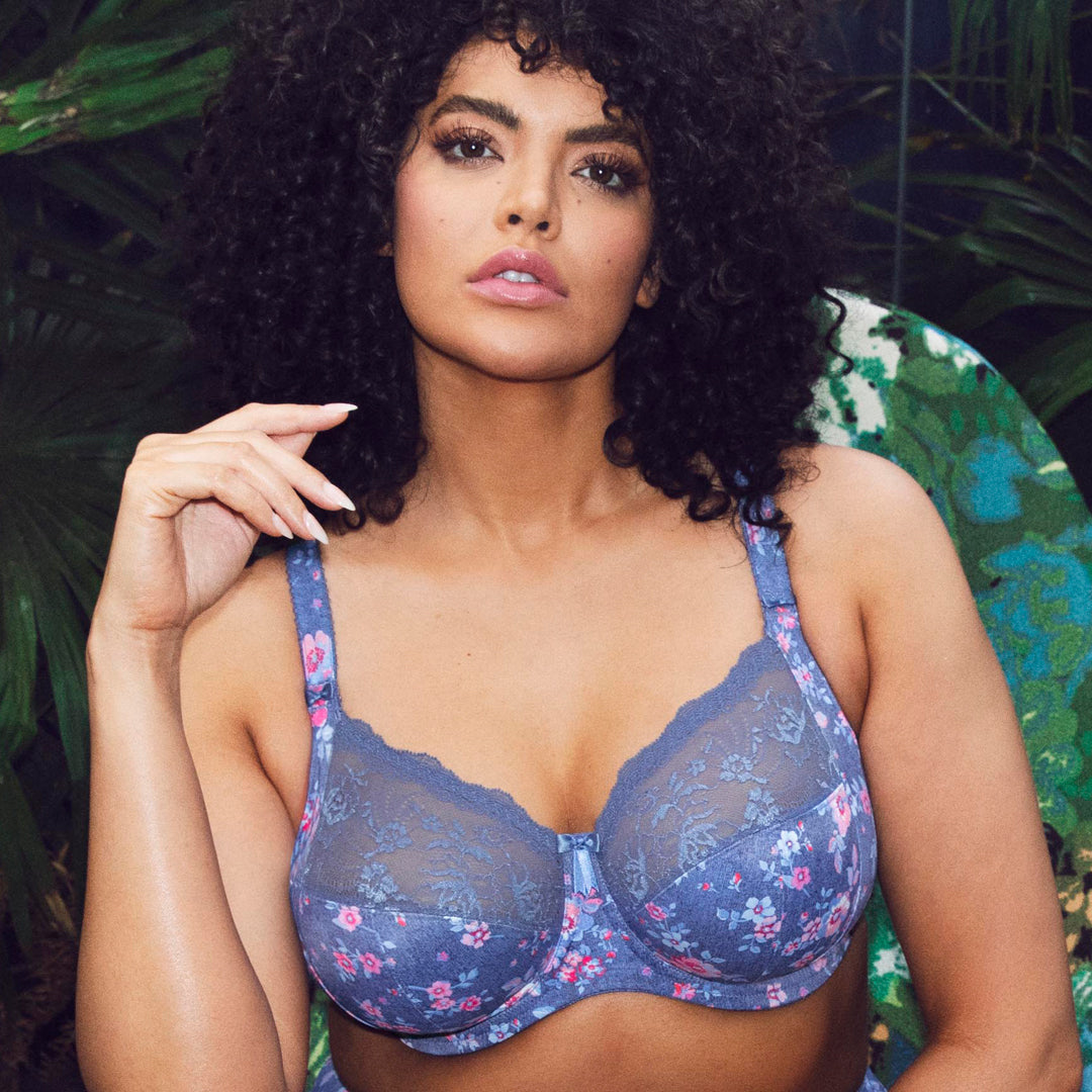 Morgan Stretch Banded Bra - Denim Floral