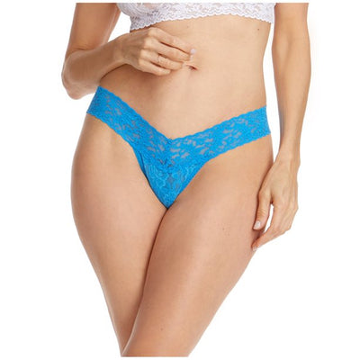 Signature Lace Low Rise Thong - Laguna Blue