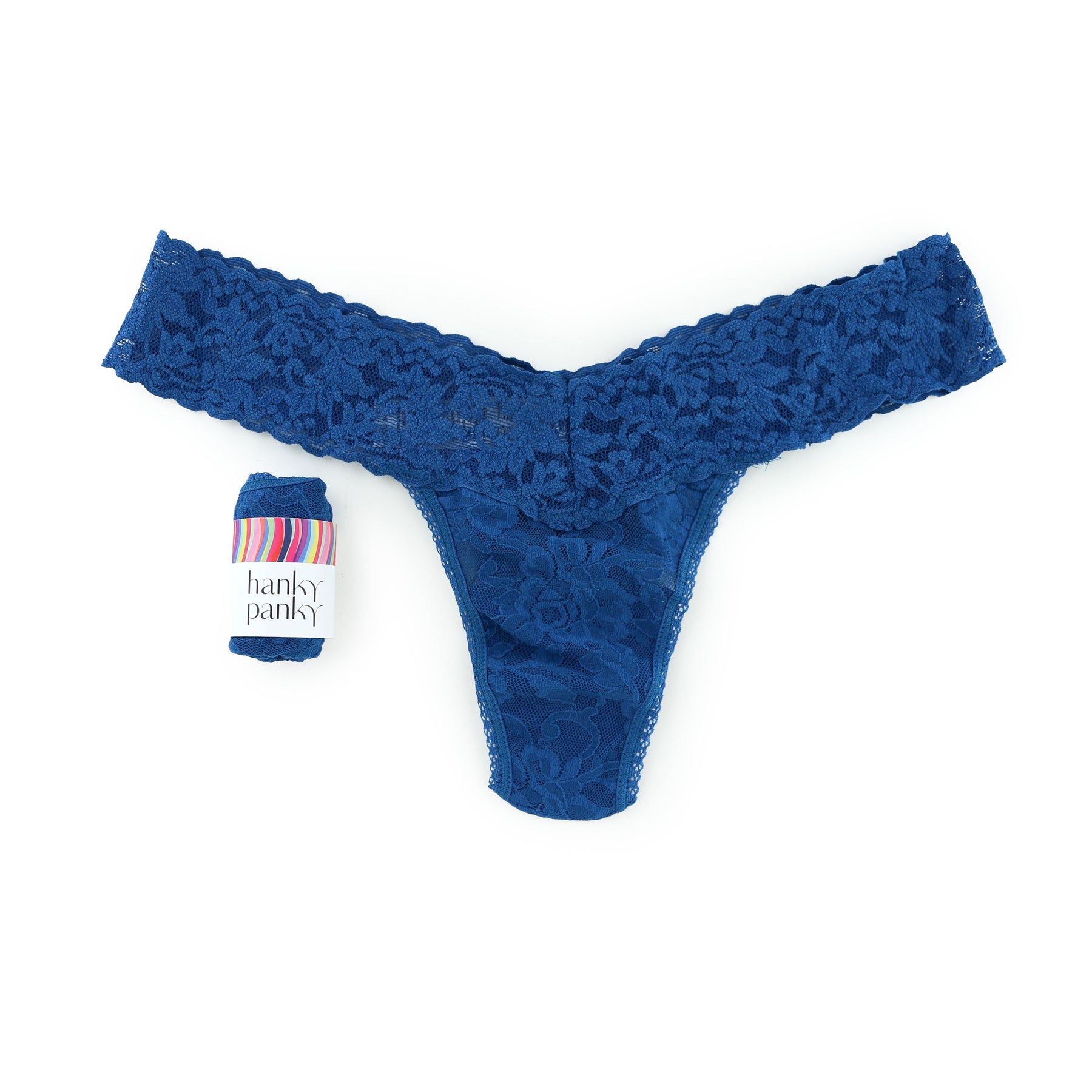 Signature Lace Low Rise Thong In Beguiling Blue by Hanky Panky – My Bare  Essentials