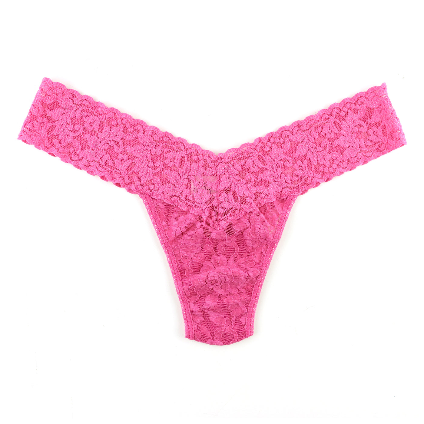 Signature Lace Low Rise Thong - Dragonfruit