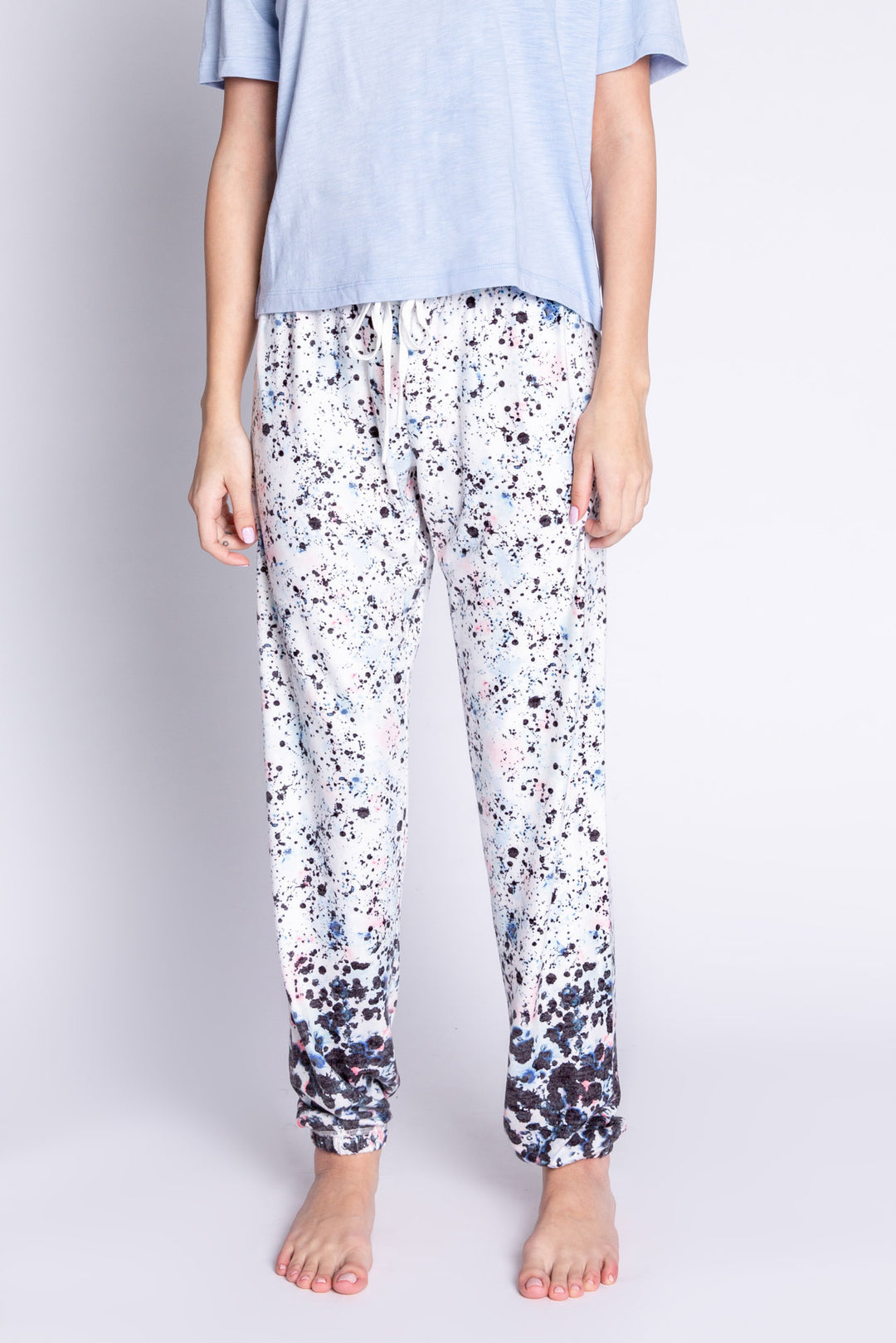 Splatter Dot Print Pants - Ivory