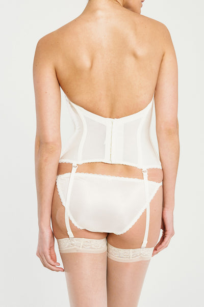 Low Back Satin Bustier - White