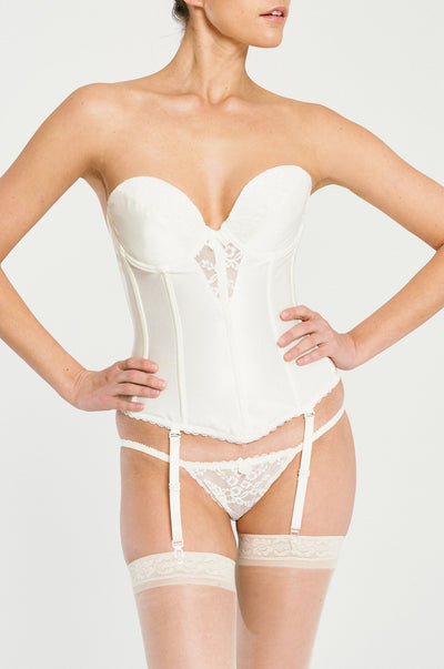 Low Back Satin Bustier - White