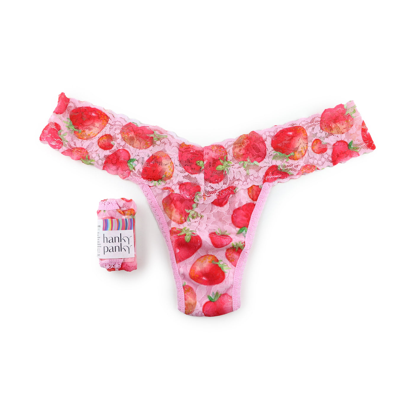 Signature Lace Low Rise Thong - Strawberry Fields