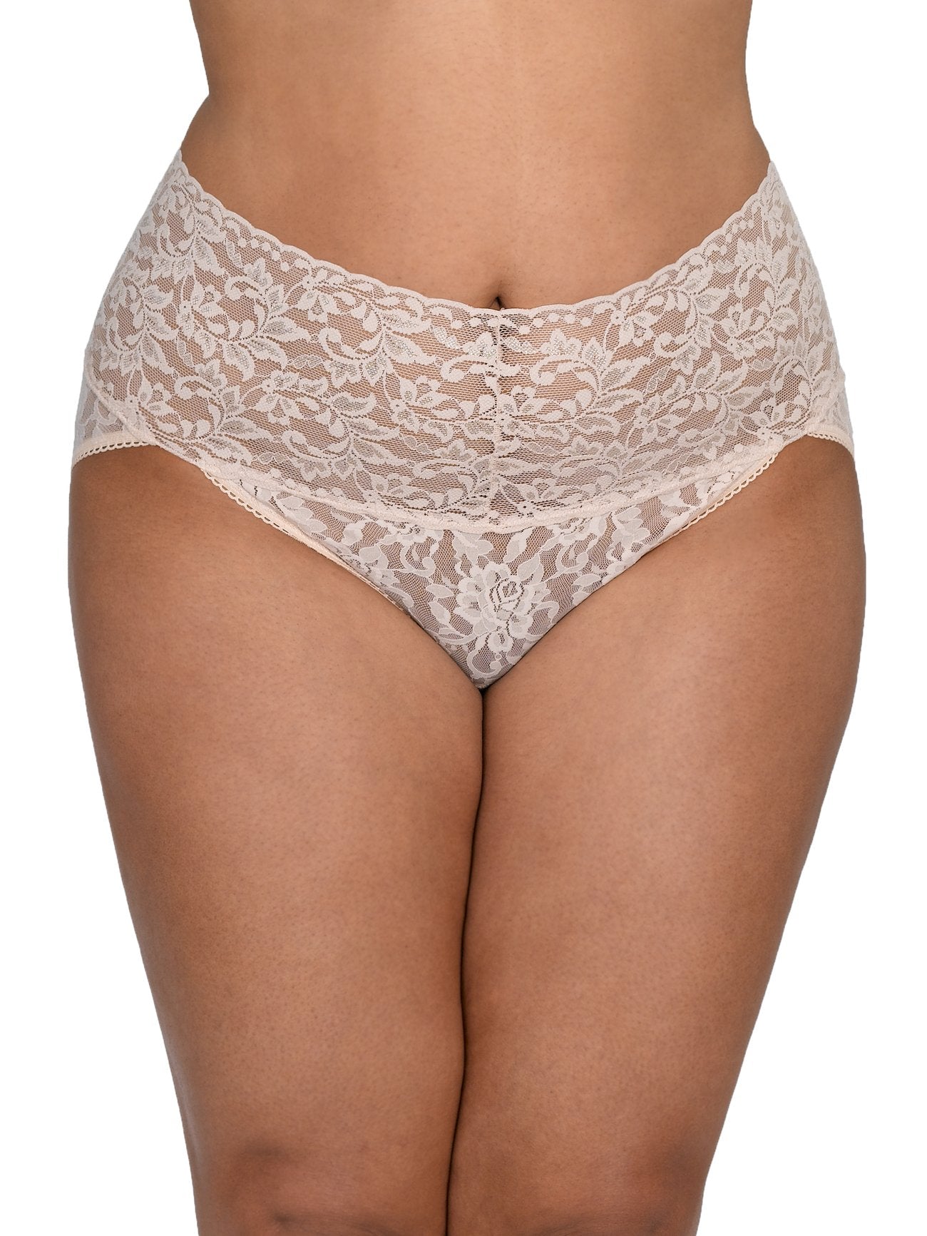 Plus Size Retro Lace V-kini - Chai