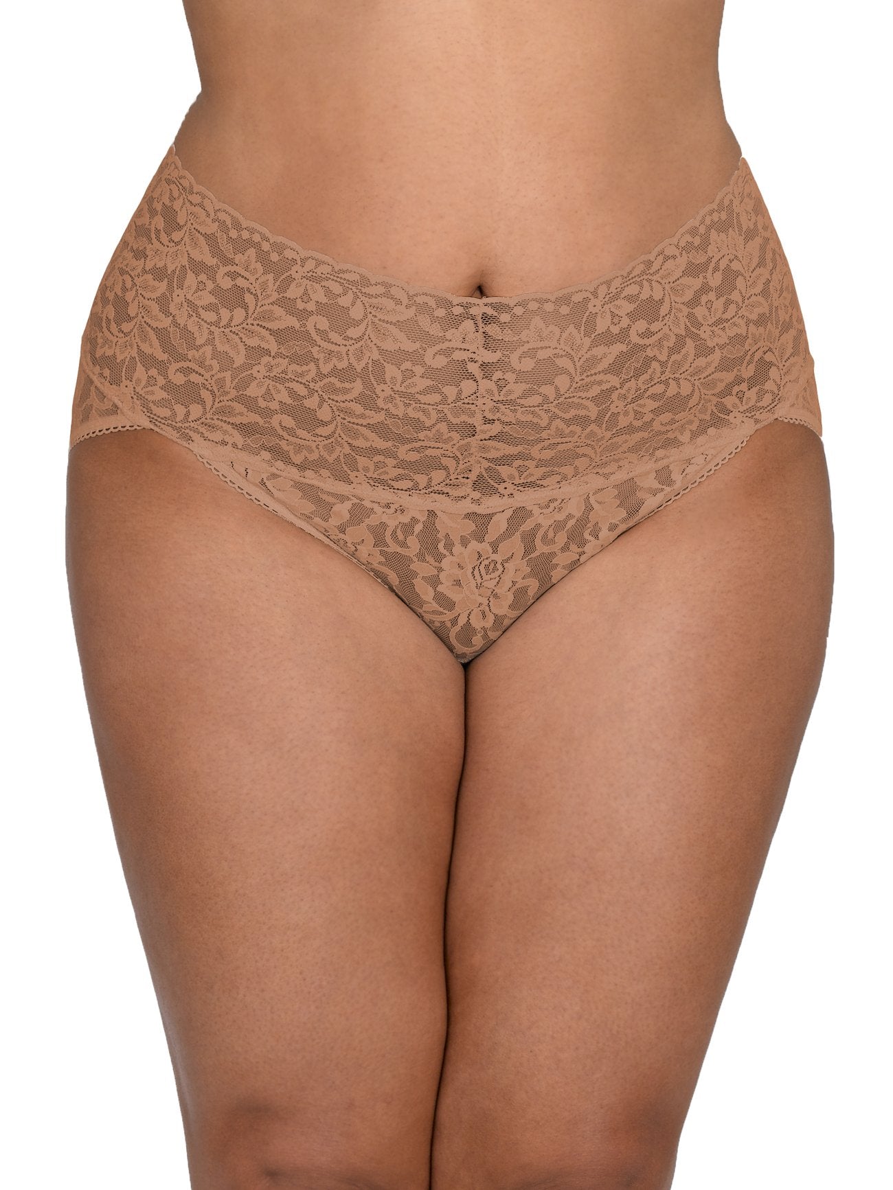 Plus Size Retro Lace V-kini - Sun tan