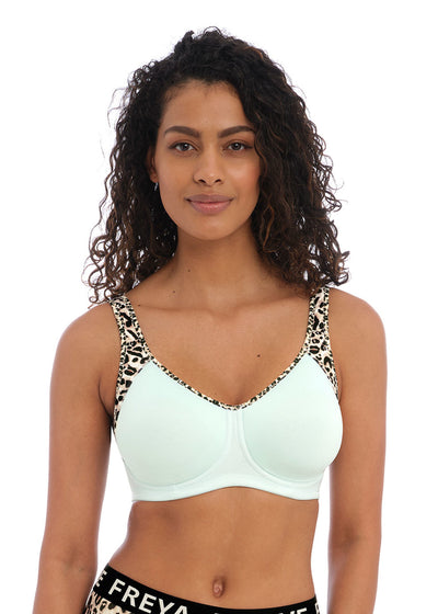 Sonic Moulded Spacer Sports Bra - Pure Leopard Aqua