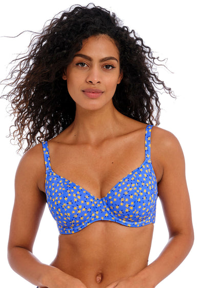 Garden Disco Plunge Bikini Top - Bluebell