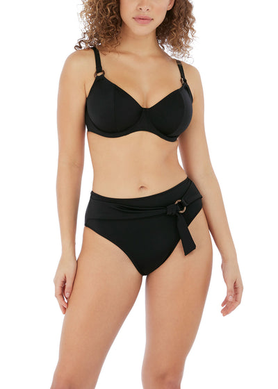 Coco Waves Plunge Bikini Top -Black