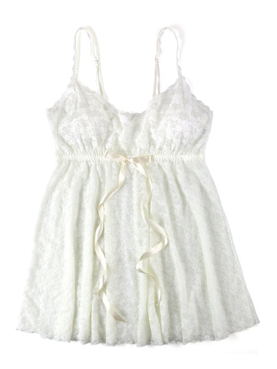 Peek-a-Boo Lace Babydoll with G-String - Light Ivory