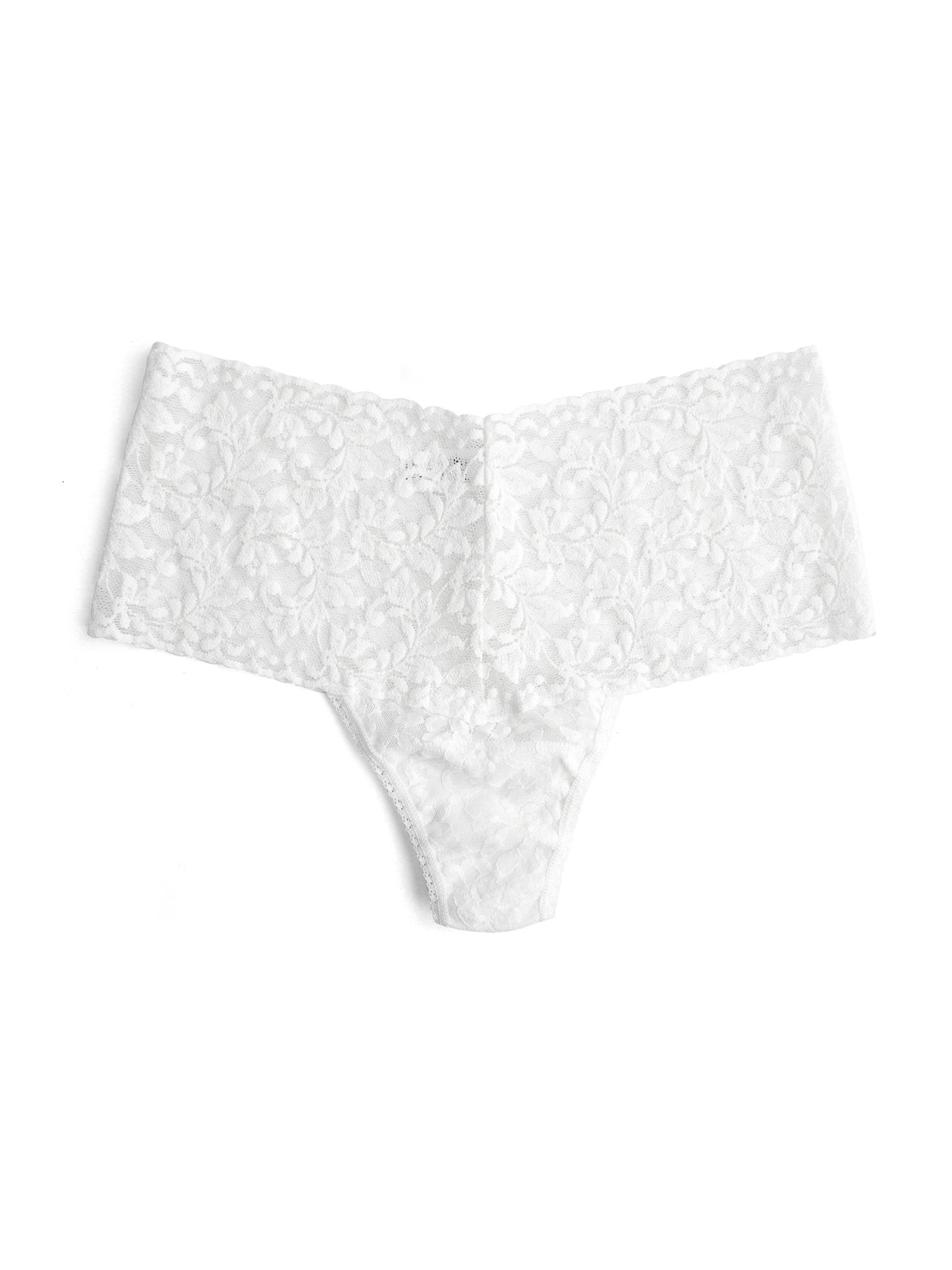 Retro Lace Thong - White