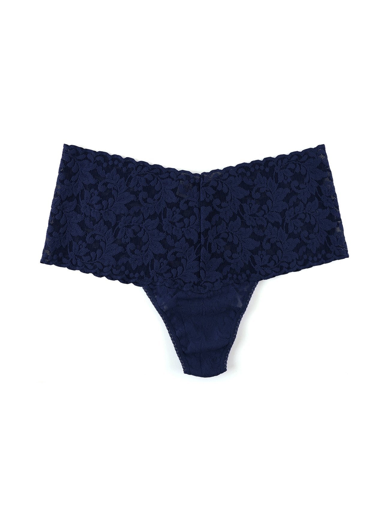 Retro Lace Thong - Navy