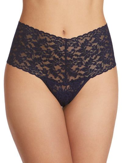 Retro Lace Thong - Navy