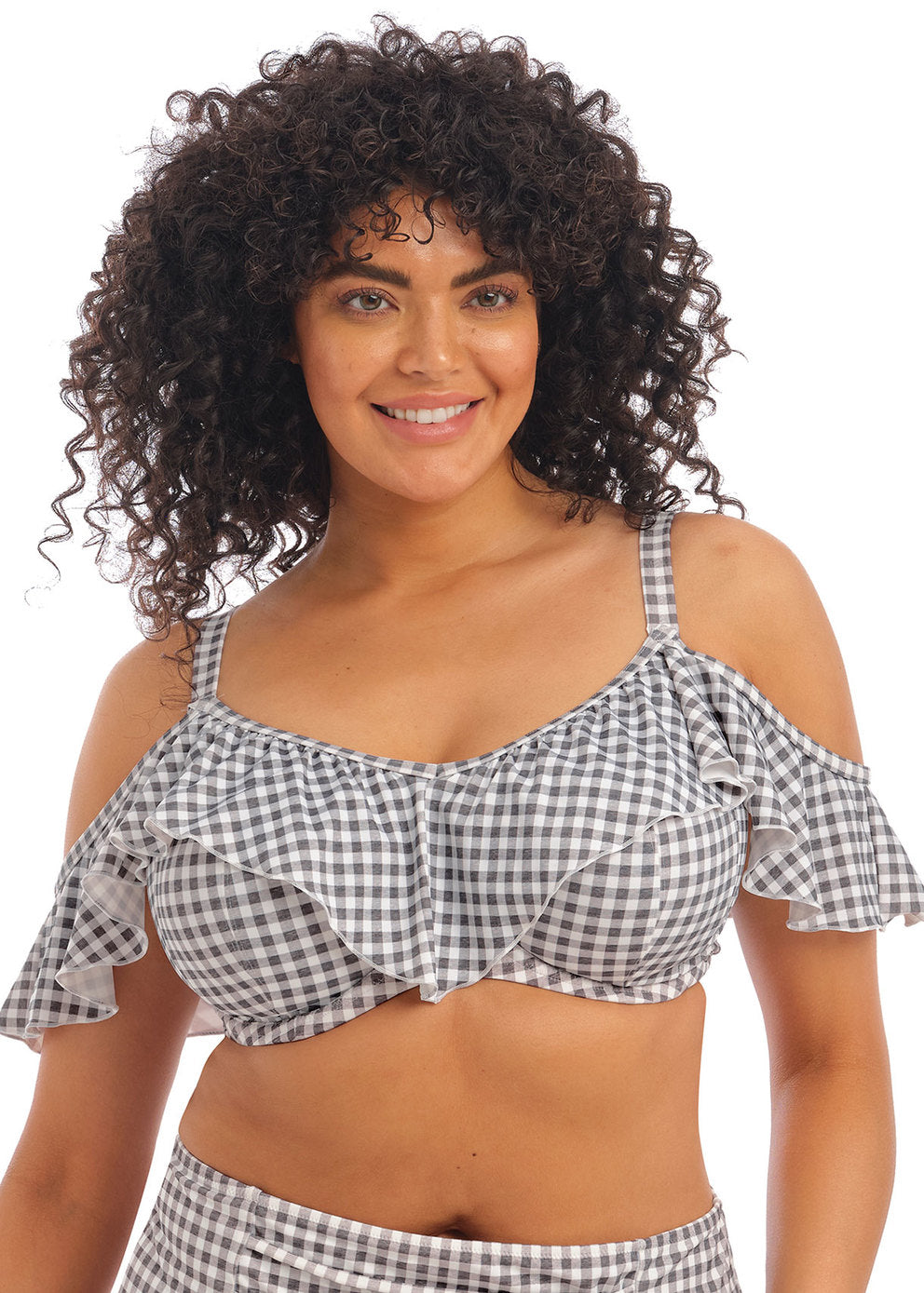 Checkmate Bardot Bikini Top - Grey Marl