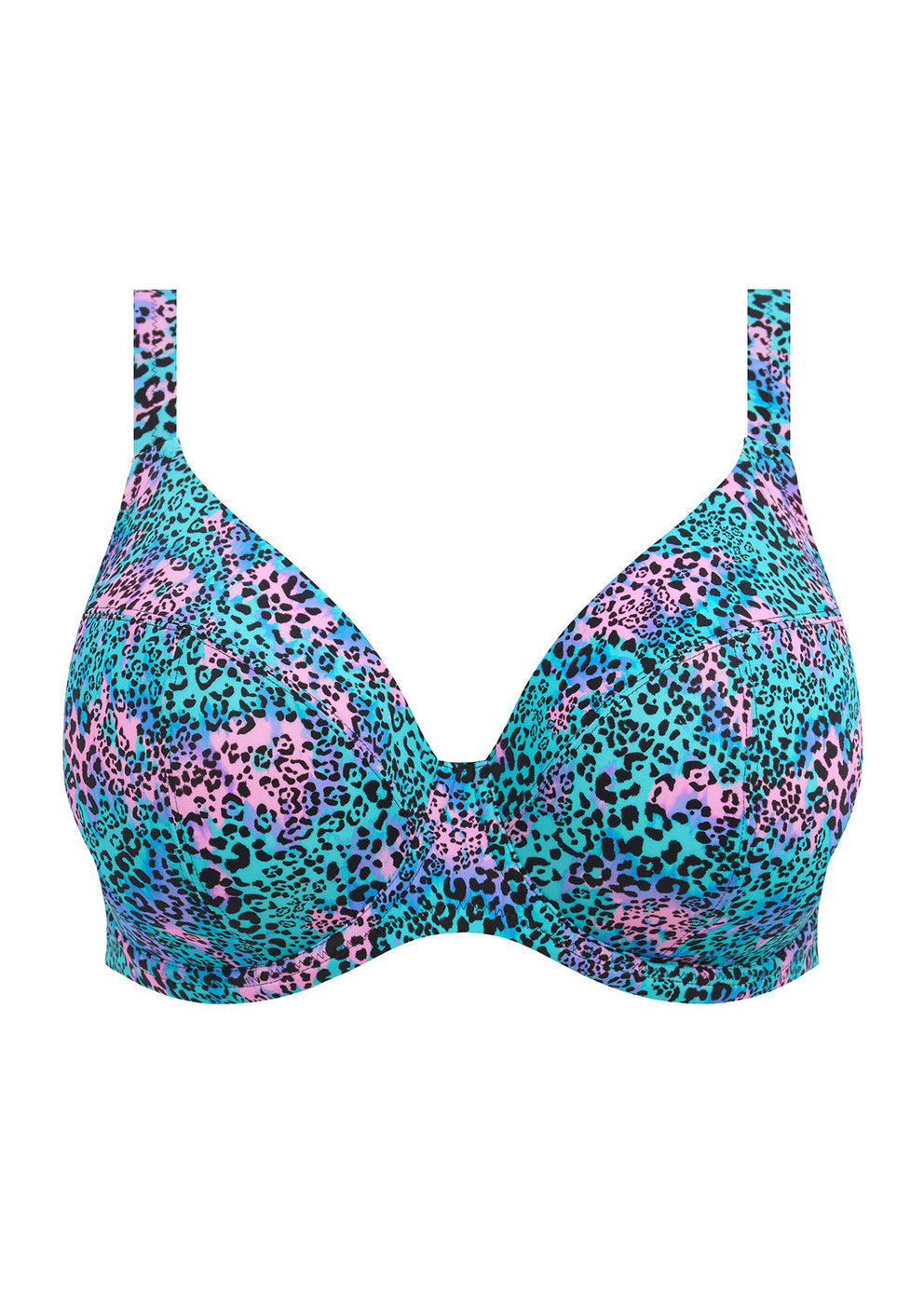 Electric Savannah Plunge Bikini Top - Leopard