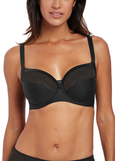 Illusion Side Support Bra - Black