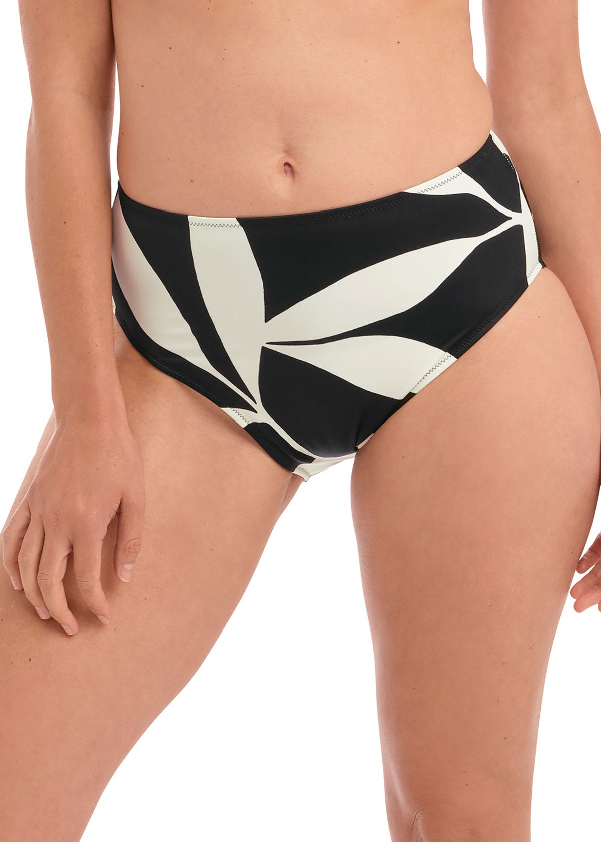 Ile De Re High Waist Swim Brief - Cream/Black