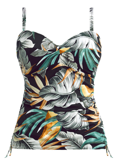 Bamboo Grove Twist Front Tankini Top - Jet