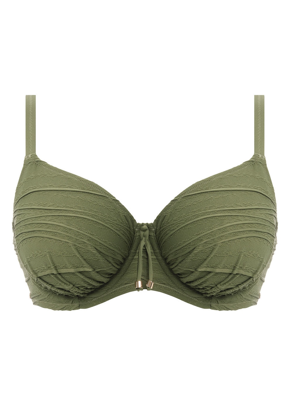 Beach Waves Full Cup Bikini Top-Olive