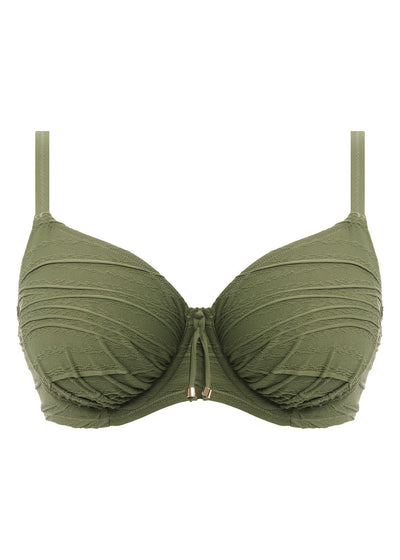 Beach Waves Full Cup Bikini Top-Olive