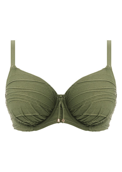 Beach Waves Full Cup Bikini Top-Olive