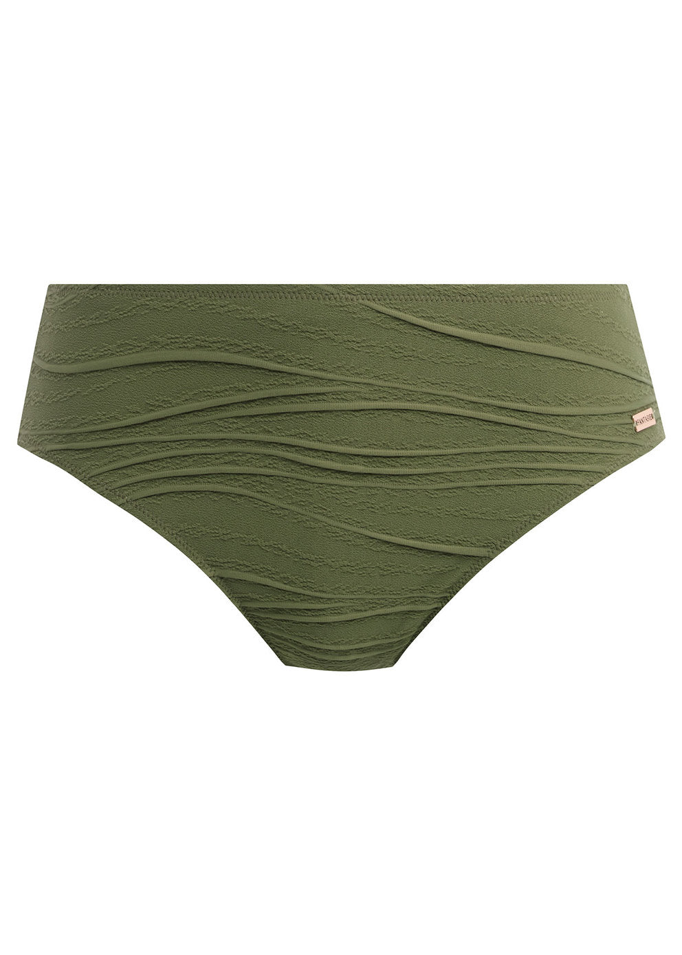 Beach Waves Mid Rise Bikini Brief - Olive
