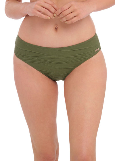 Beach Waves Mid Rise Bikini Brief - Olive