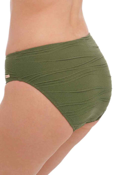 Beach Waves Mid Rise Bikini Brief - Olive