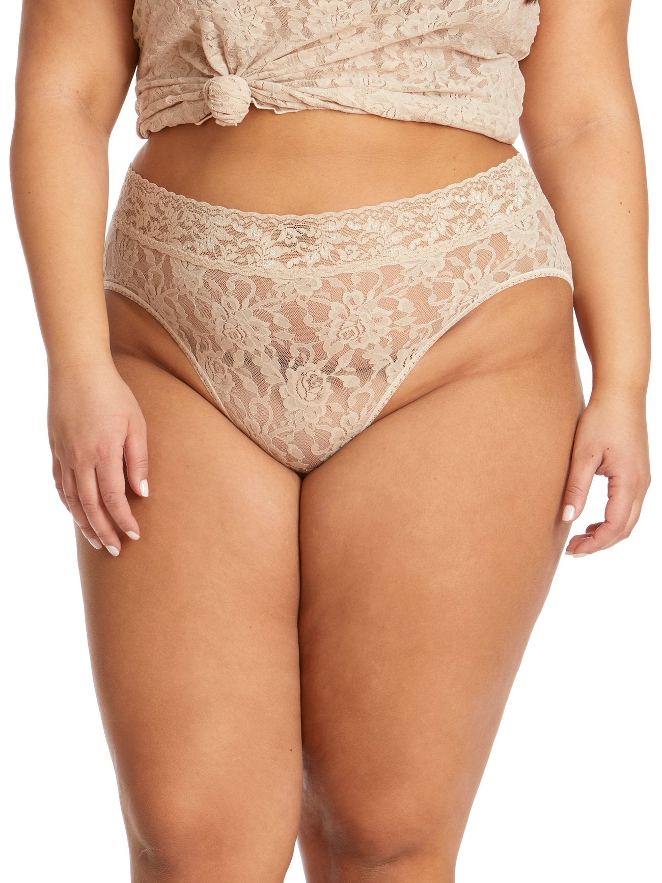 Plus Size Signature Lace French Brief - Chai