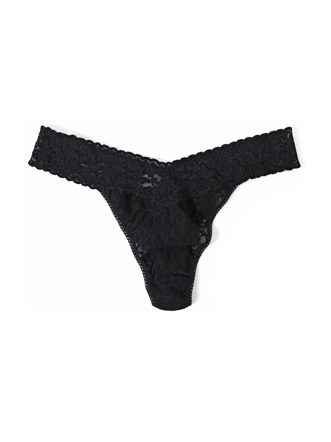 Plus Size Signature Lace Original Rise Thong - Black