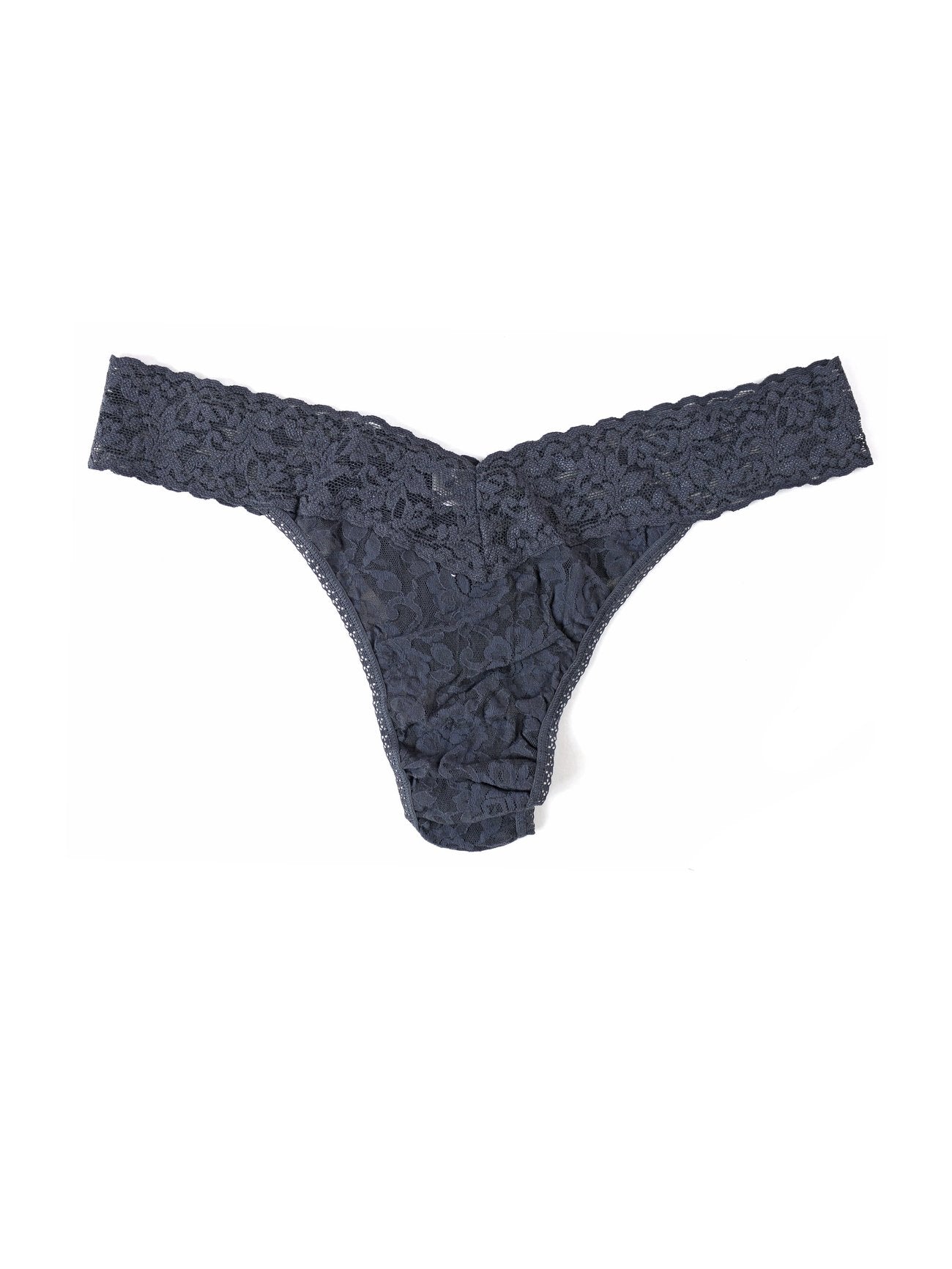 Plus Size Signature Lace Original Rise Thong - Granite