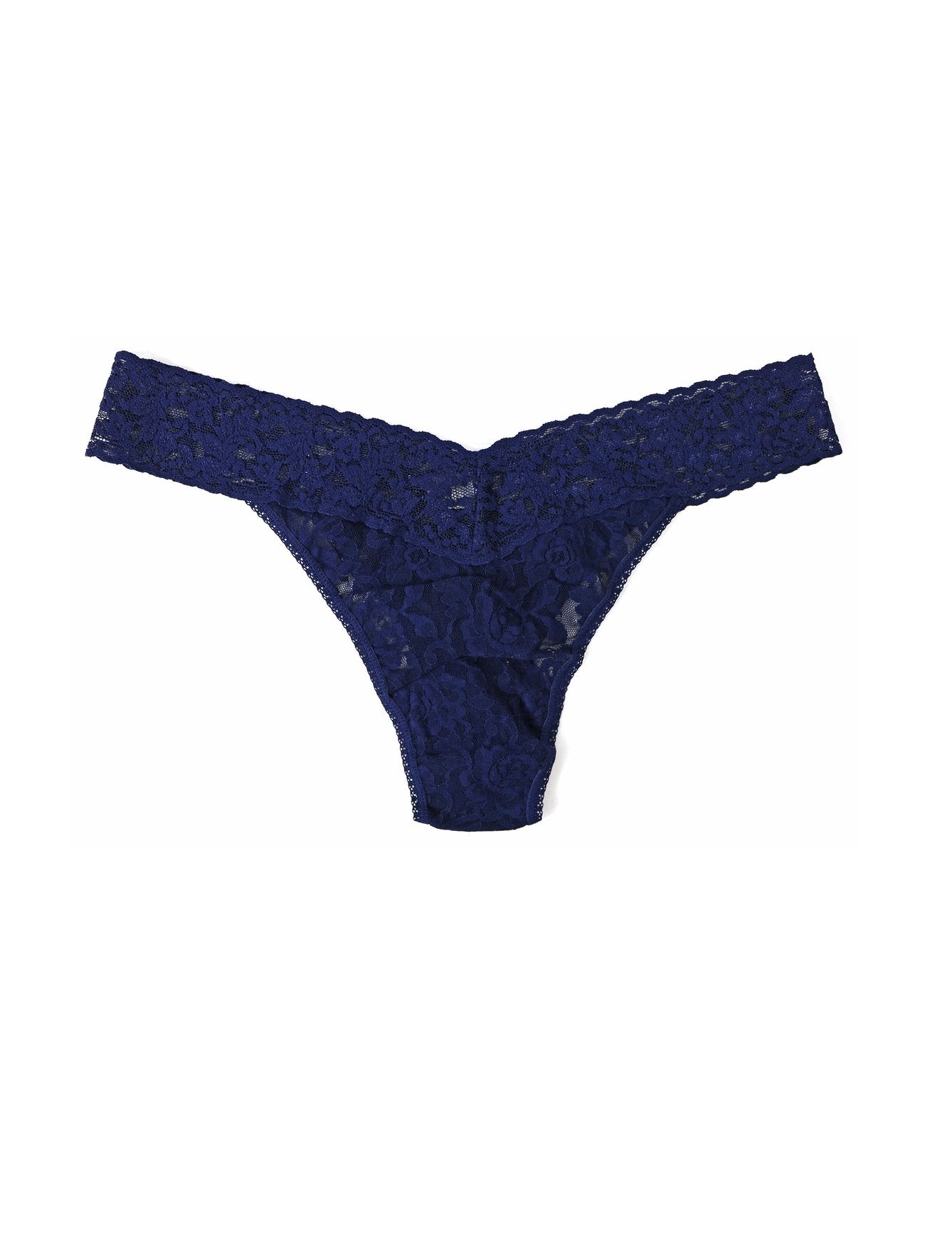 Plus Size Signature Lace Original Rise Thong - Navy