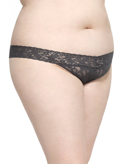 Plus Size Signature Lace Original Rise Thong - Granite