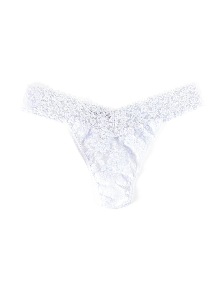 Plus Size Signature Lace Original Rise Thong In White by