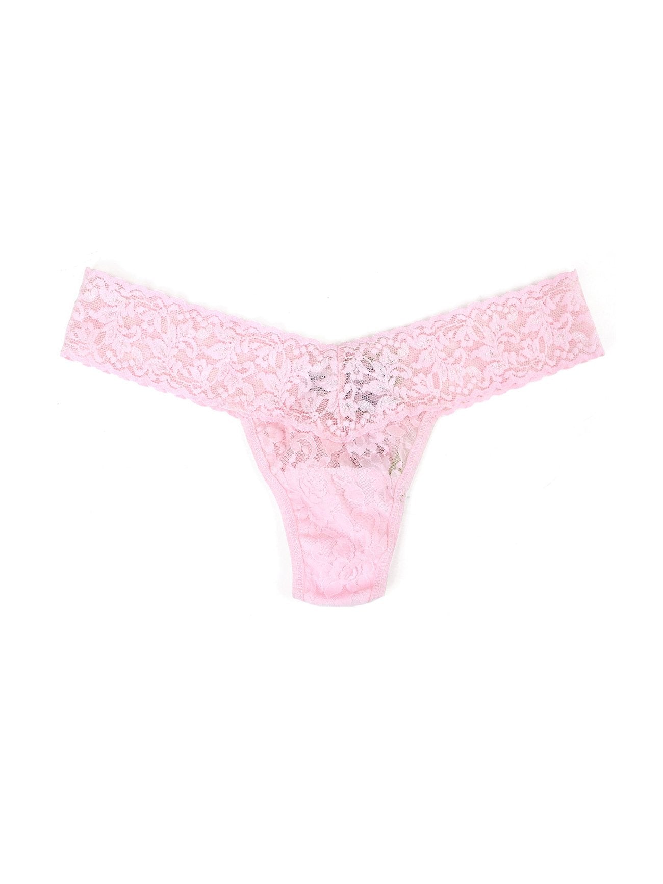 Signature Lace Low Rise Thong - Bliss Pink