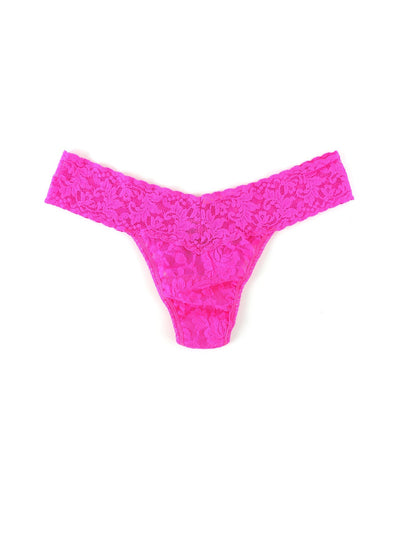 Signature Lace Low Rise Thong - Passionate Pink