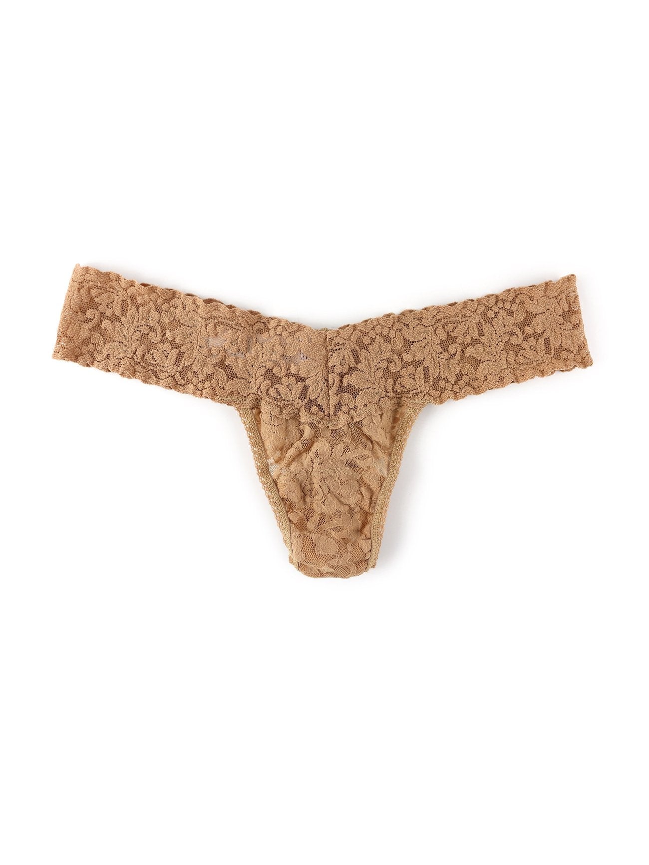 Signature Lace Low Rise Thong - Sun Tan
