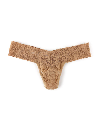 Signature Lace Low Rise Thong - Sun Tan