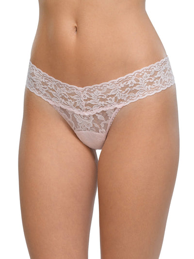 Signature Lace Low Rise Thong - Bliss Pink