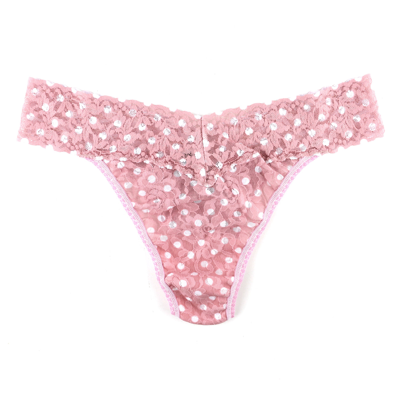 Signature Lace Original Rise Thong - Pink Frosting