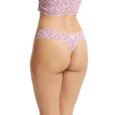 Signature Lace Low Rise Thong - Pink Frosting