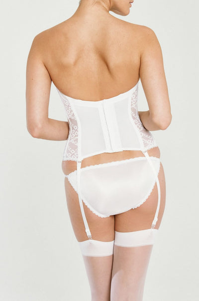 Low Plunge Lace Bustier - White