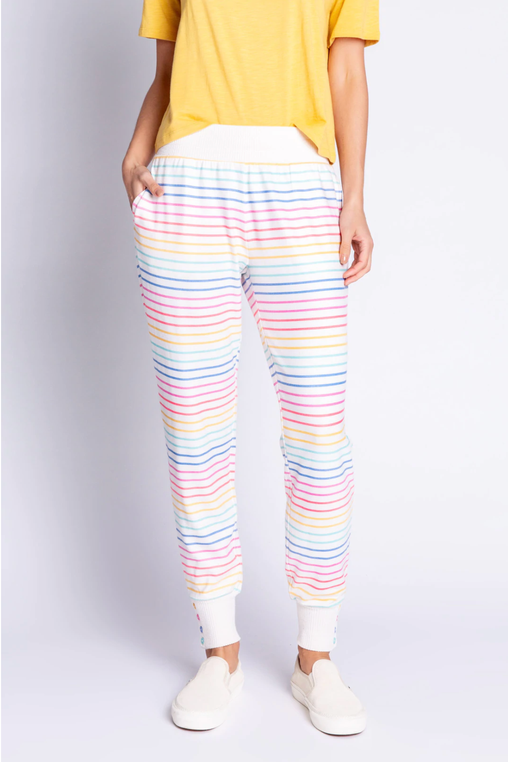 Button Up Babe Banded Pant- Multi
