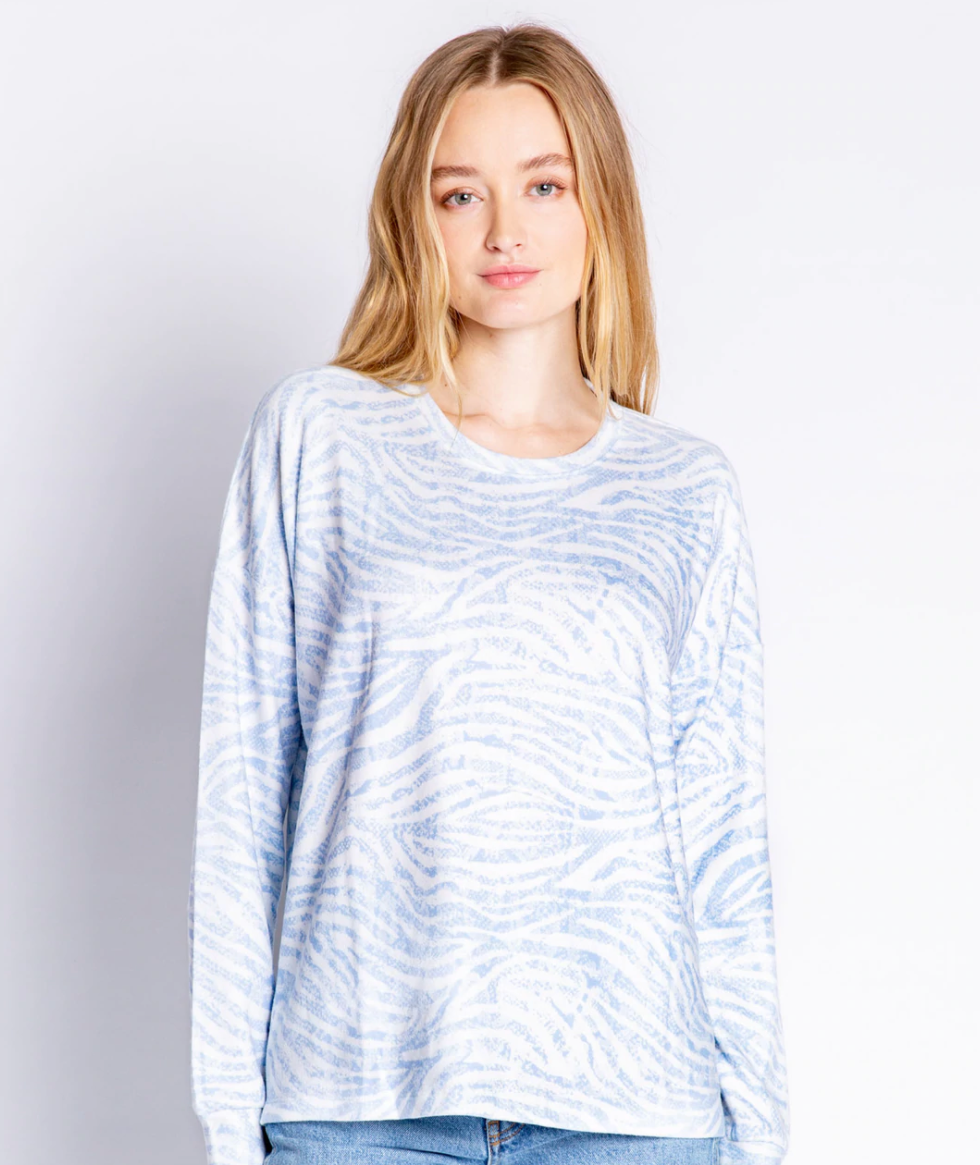 Long Sleeve Peachy Party Top - Blue
