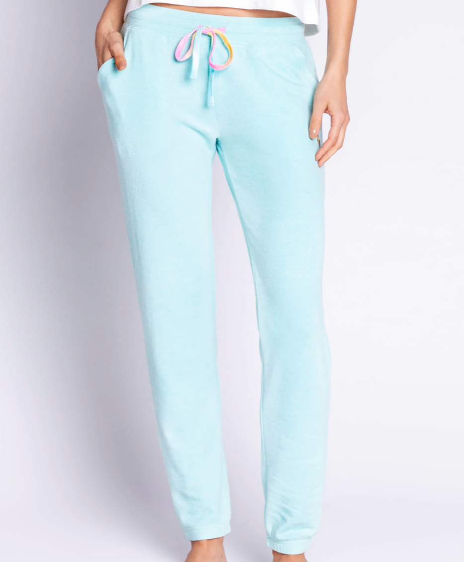 Love Makes The World Go Round Band Pants - Aqua