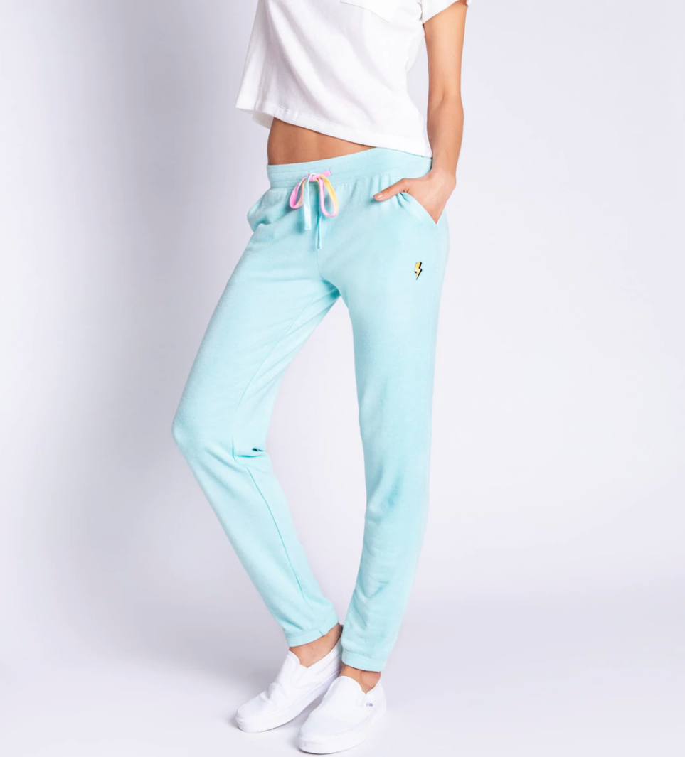 Love Makes The World Go Round Band Pants - Aqua