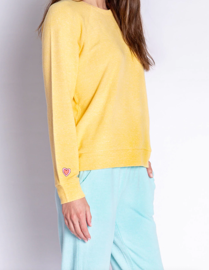 Love Makes The World Go Round Long Sleeve Top - Yellow